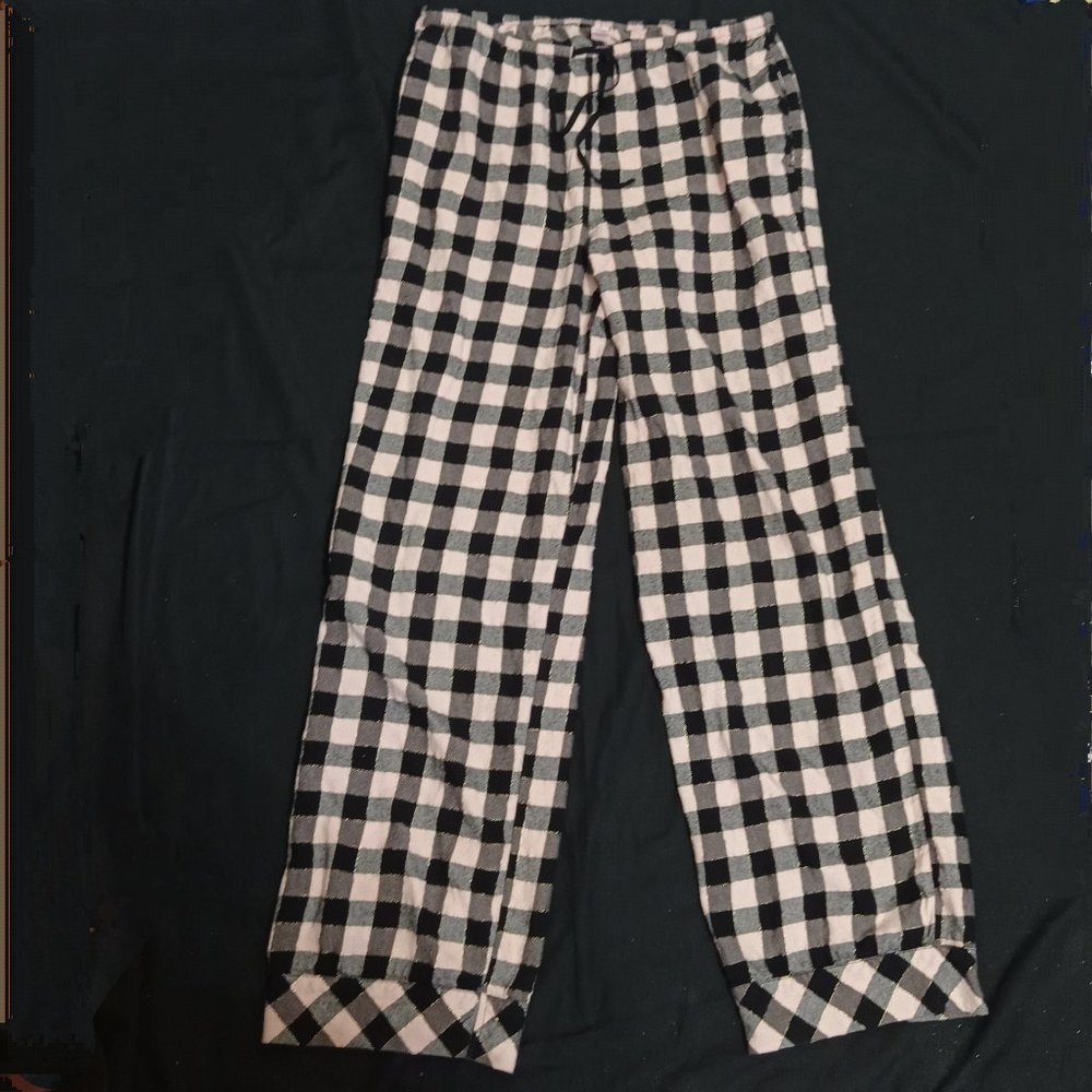 Victorias Secret Plaid Lounge Pajama Pants Womens Size Medium Pockets Pink Black